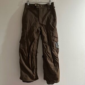 Vintage Burton Boys Asym Pant‎ Snowboard Ski Pants Brown S Waterproof Insulated